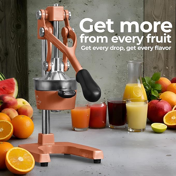 Zulay Kitchen Cast Iron Juicer - Heavy Duty Manual Juicer with Detachable Strainers for Easy Cleaning, Orange Juice Press for Citrus Fruits, Perfect for Bartenders, Juice Lovers & Health Enthusiasts