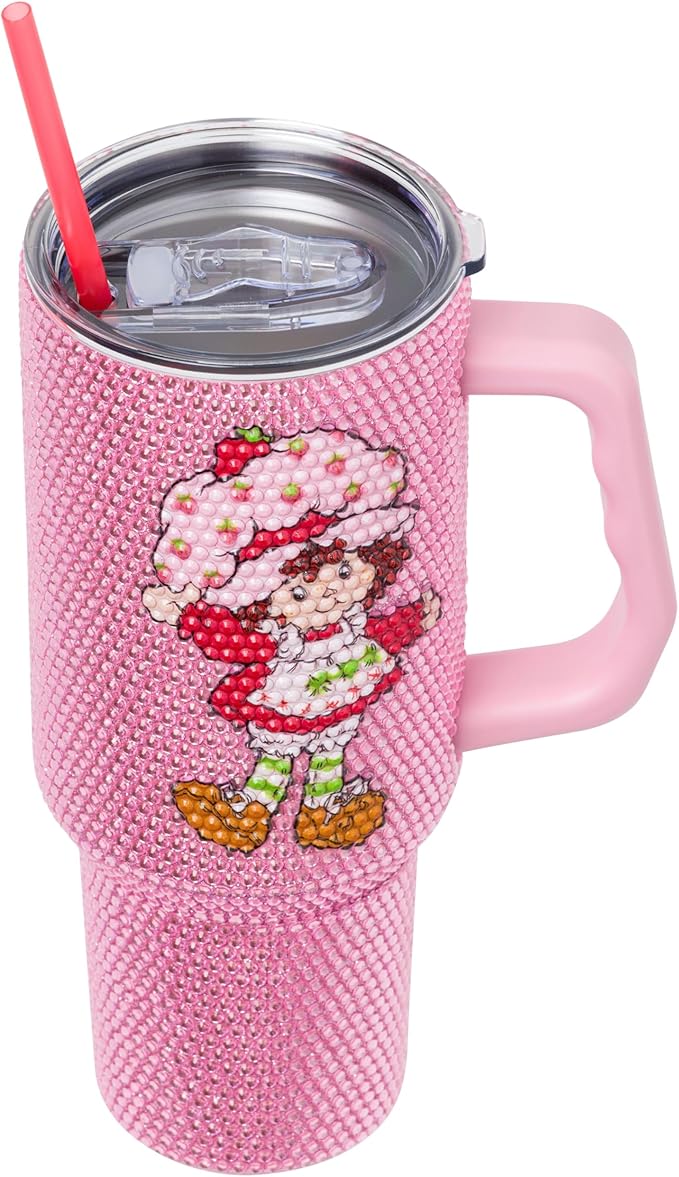 Silver Buffalo Strawberry Shortcake 40oz Stainless Steel Rhinestone Tumbler