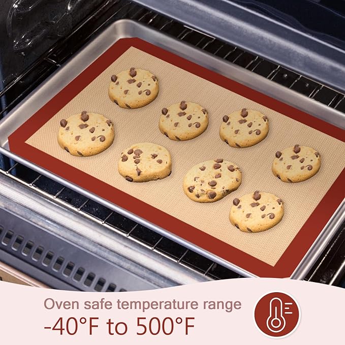 Silicone Baking Mat, Reusable Silicone Mats for Baking Set of 3, Non-Stick Baking Supplies for Pastries, Cookies, Macaroons, Bread
