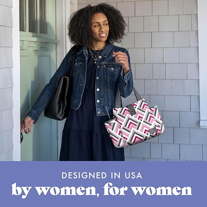 Fit & Fresh Lunch Bag For Women, Insulated Womens Lunch Bag For Work, Leakproof & Stain-Resistant Large Lunch Box For Women With Containers and Matching Tumbler, Snap Closure Westport Bag Magenta