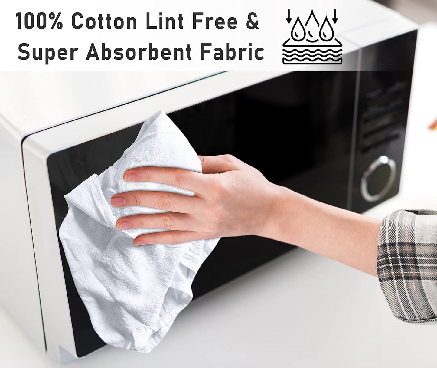 RUVANTI Flour Sack Towels 36 Pack 28x28 Inch, 100% Cotton Tea Towel, Reusable, Machine Washable, Absorbent BarTowels - Dish Cloth Perfect for Drying Dishes & Cleaning -White