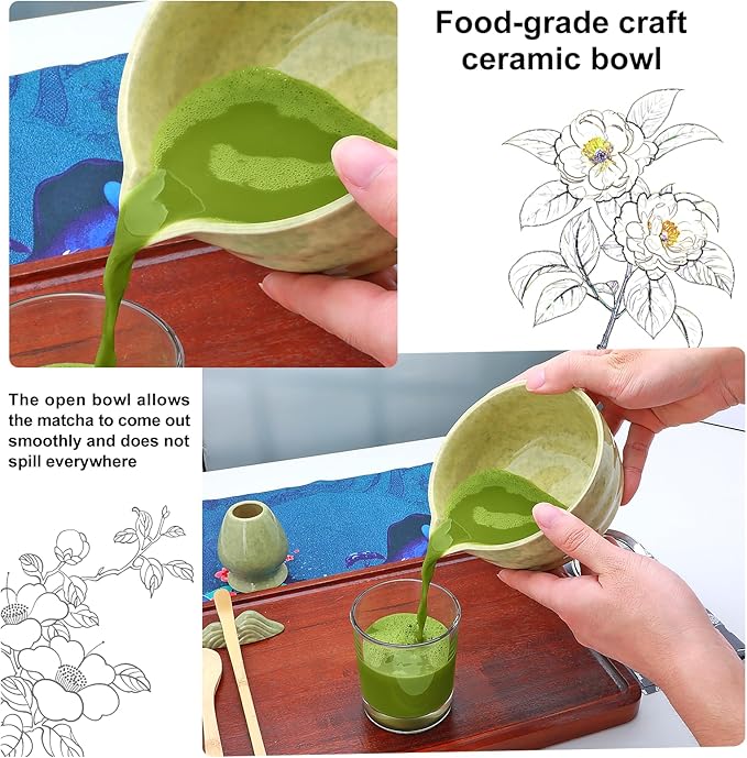 Matcha Whisk Set,11Pcs Matcha Set,Matcha Kit,Whisk Made from 100% Natural Bamboo, 11-component set for all your matcha-making needs,Contains stainless steel spoon, measuring cup(green)