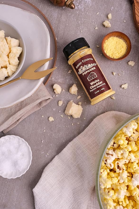 Amish Country Popcorn | White Cheddar Cheese - 3.8 oz Popcorn Seasoning | Old Fashioned, Non-GMO