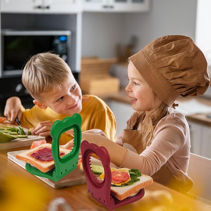 LEPCY Uncrustables Sandwich Maker Sealer Cutter, Crustless Sandwich Cutter, PB&J Uncrustable Maker - Color Green, Square Shape
