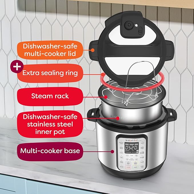 Instant Pot Duo Plus 9-in-1 Multicooker, Pressure Cooker, Slow Cook, Rice Maker, Steamer, Sauté, Yogurt, Warmer & Sterilizer, Includes App with Over 800 Recipes, Stainless Steel, 6 Quarts