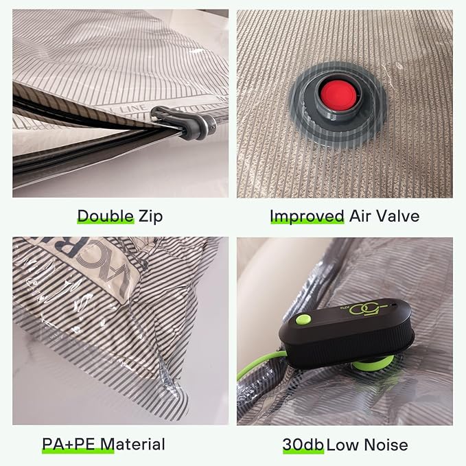 Vacuum Bags for Travel with USB Pump, 12 Pack Carry-on Size Compression Packing for Luggage and Suitcase, Space Saver Bags for Clothes and Clothing Travel