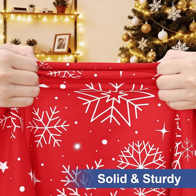 homing Rectangle Table Cloth Cover, Waterproof Polyester Elastic Fitted Tablecloth, Fits for 8 Foot Folding Tables, Washable Table Protector for Christmas, Holiday, Party (Snowflakes, 30" x 96")