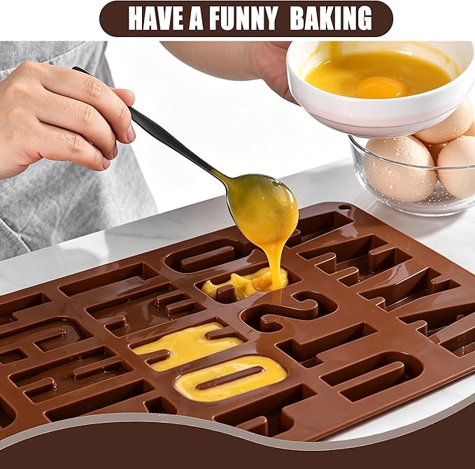 Letter Alphabet Silicone Molds BPA Free Food Grade Non-Stick Easy Release Reusable Baking Molds for Chocolate Cake Ice Tray DIY Cake Decorating Kitchen Baking Tools