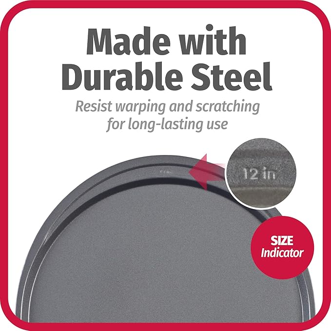 GoodCook Everyday Nonstick Steel Pizza Pan, 12", Gray (Pack of 2)