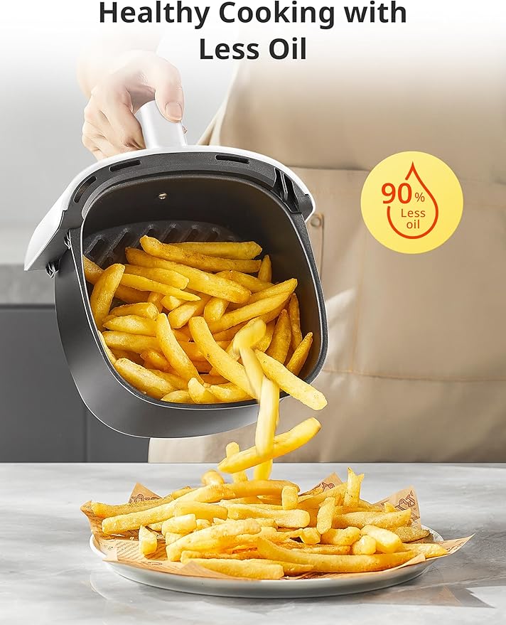 COMFEE' Compact 2.1 Quart Air Fryer with 12 Menu Options, Adjustable Timer & Temperature Control 176-400 degrees F, Dishwasher-Safe Nonstick Fry Basket with Stainless Steel Finish