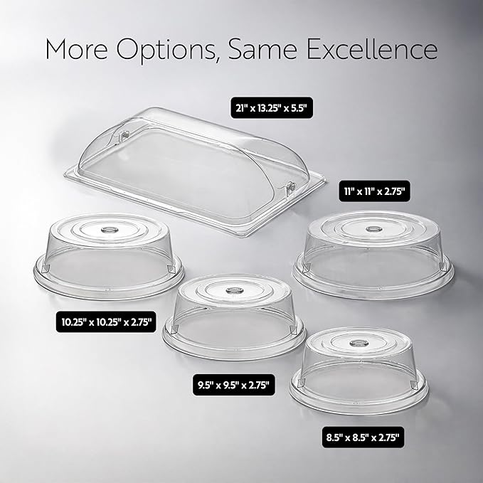 Restaurantware Cater Tek 11 Inch Polycarbonate Plate Cover 1 Shatterproof Dish Cover - Microwavable Endures Up To 210F Clear Plastic Splatter Cover With Finger Hole For 11 Inch Plates