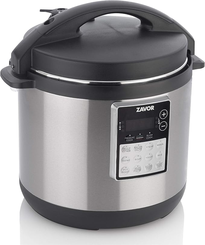 Zavor LUX Edge, 8 Quart Programmable Electric Multi-Cooker: Pressure Cooker, Slow Cooker, Rice Cooker, Yogurt Maker, Steamer and more - Stainless Steel (ZSELE03)