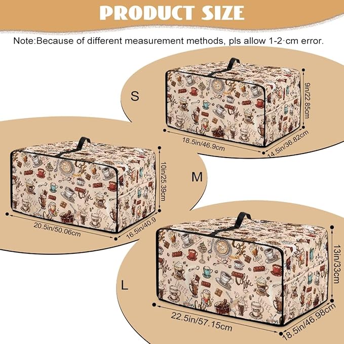 Toaster Oven Dust Cover Small Kitchen Appliance Cover for Countertop Convection Ovens,Small Appliances, L, 18.5 x 22.5 x 13 inches, Coffee Chocolate Print Beige