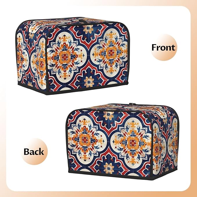 Purple Red Mandala Toaster Cover 2 Slice, Cute Rural Bread Machine Cover, Washable Dust-Proof Cover for Kitchen Small Appliance Cover,with Top Handle