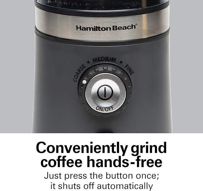 Hamilton Beach Electric Coffee Grinder for Beans, Spices and More, with Multiple Grind Settings for up to 14 Cups, Removable Stainless Steel Chamber, Grey (80396C), 10 oz