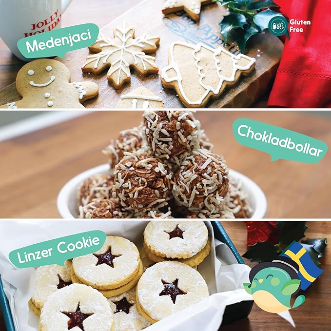 eat2explore Kids Real Dessert Baking Kit for Families | Includes 3 Recipe Cards from Sweden, Croatia and Austria with Key Ingredients, Baking Tools, Perfect for Families and Homeschooling | Europe