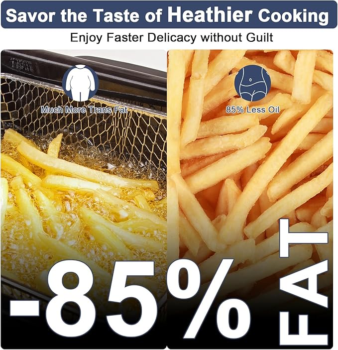 9.5 Quart Air Fryer Oven, Dual Zone 2-Basket, LED Touchscreen, Match Cook & Smart Finish to Roast, Broil, Dehydrate & More for Quick, Great for Family Meals