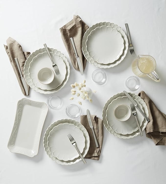 Lenox 893544 French Perle Scallop 4-Piece Accent Plate Set, Matte, Off-White