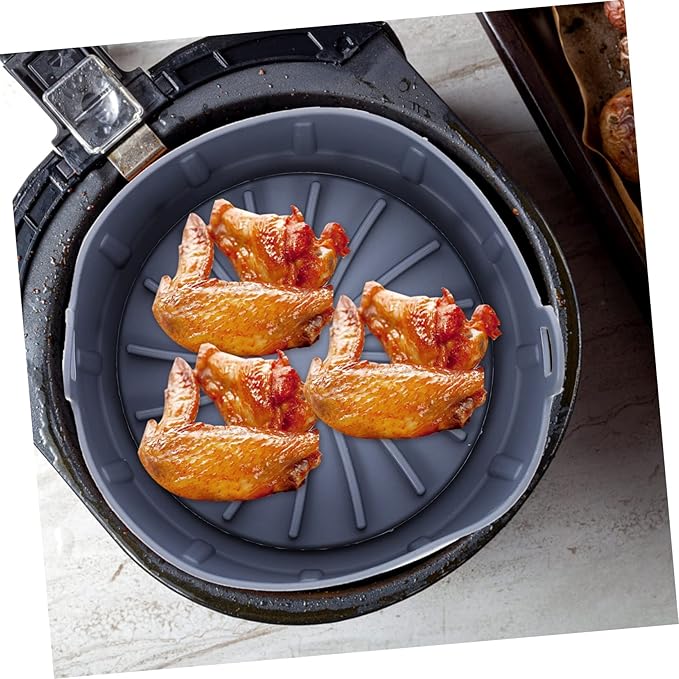 Air Fryer Accessory Oven Liner for Bottom of Oven Silicone Pad Handle for Basket Air Fryer Non-stick Reusable Heat-resistant Grey
