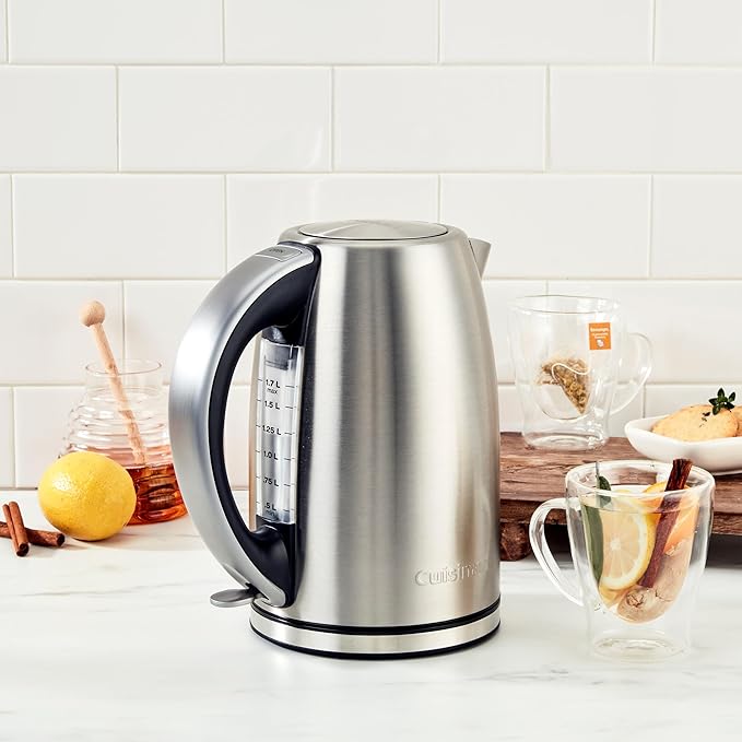 Cuisinart 1.7-Liter Electric Kettle, Cordless Electric Tea Kettle, 1500-Watts for Fast Heat-Up of Water, Stay Cool Nonslip Handle, Auto Shutoff, Removable Filter, JK-17P1, Stainless Steel