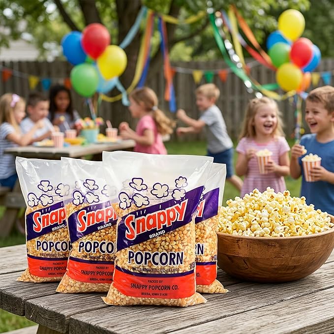 Snappy Yellow Popcorn Kernels for Popping with Popcorn Machine, Air Popper or Stove Top, 2 lb Bags, 4 Pack