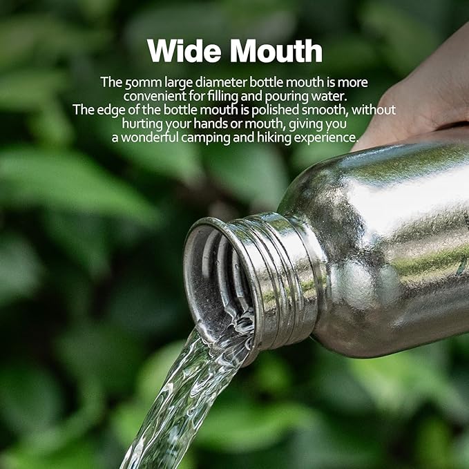 Boundless Voyage Titanium Water Bottle with Lid Wide Mouth Leak-Proof Reusable Sport Drinking Bottle for Camping Hiking Picnic Climbing Running Tea Coffee (420ml-glossy)