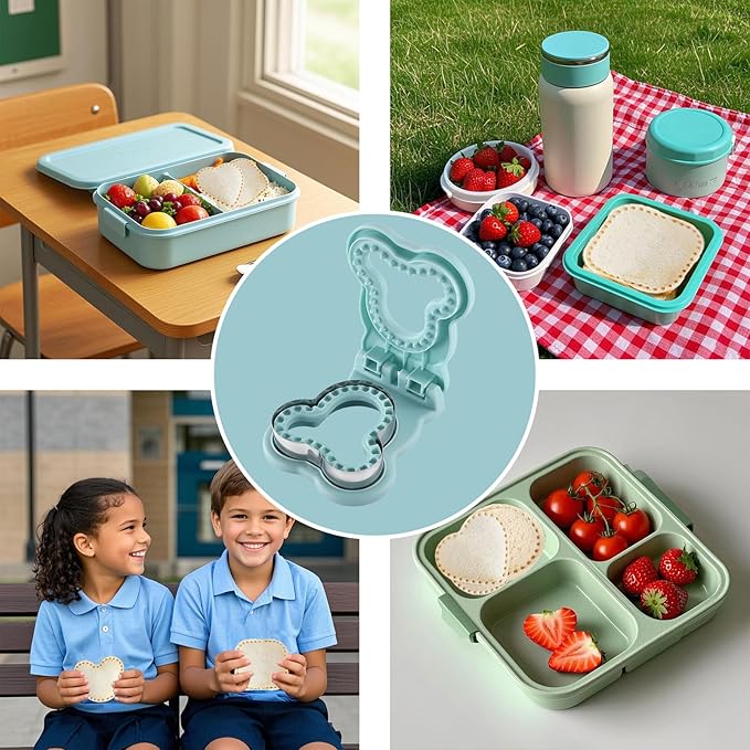Sandwich Cutter and Sealer, Crustless Mouse Shaped Cutters for Kids Lunch, Cute Sandwich Maker Peanut Butter and Jelly Crustless Sandwich Bread for Kids Children Boys Girls (Blue)