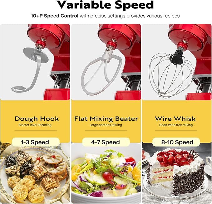 VIVOHOME 4.75 Quart Stand Mixer, 8 Speed Kitchen Electric Food Mixer with VIVOHOME 6 in 1 Multifunctional Stand Mixer with 8.5 Quart Stainless Steel Bowl
