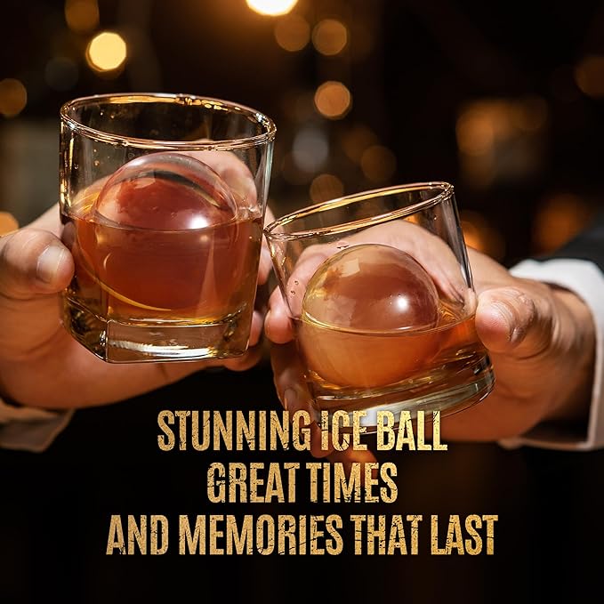 Mooues Clear Ice Ball Maker Mold, Whiskey Ice Cube Tray, 2.4 Inch Large Round Ice Molds for Cocktails Whisky Bourbon Liquor, Best Dad Ever Gifts for New Dad Husband Men who Have Everything