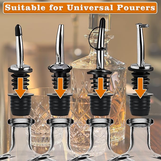 8 Pack Liquor Pour Spout Adapters, Pour Spouts for Large Neck Liquor Bottles, Liquor Bottle Pourers for Alcohol Olive Oil up to 1 inch/25 mm Neck