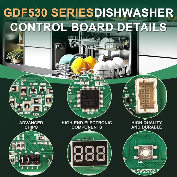 Dishwasher User Interface Control Board Replacement Compatible with GE GDF530 Series GDF530PSMSS,GDF530PMMES,GDF530PGMWW