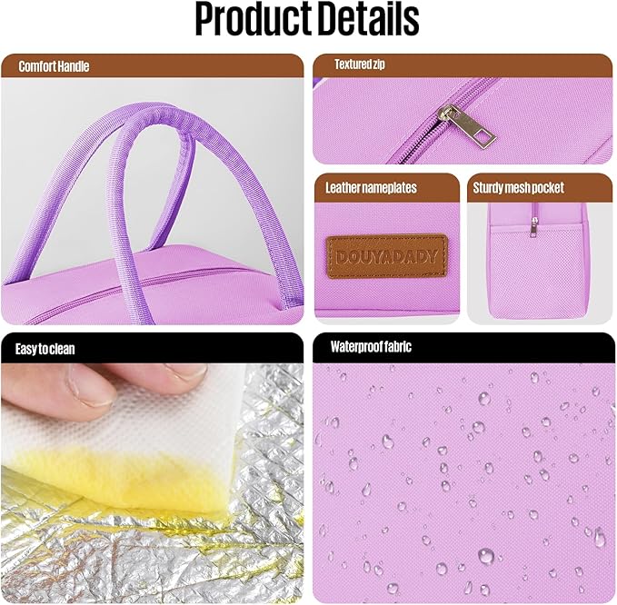douyadady Lunch Bag Women/Men Lunch Box Women/Men (purple)