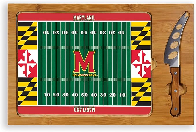PICNIC TIME NCAA Icon Glass Top Cutting Board & Knife Set, Cheese Boards Charcuterie Boards, Serving Platter, (Parawood & Bamboo)