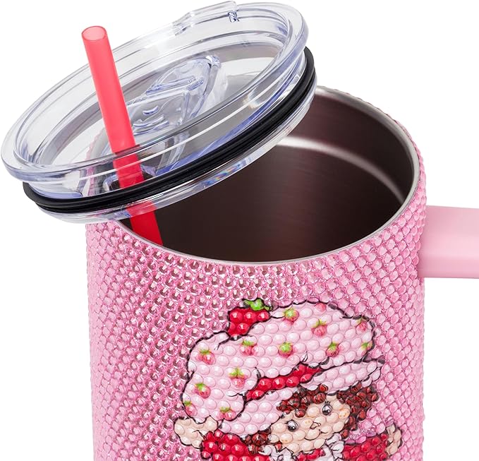 Silver Buffalo Strawberry Shortcake 40oz Stainless Steel Rhinestone Tumbler