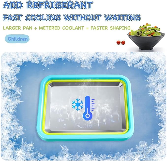 Mini Rolled Ice Cream Maker, Frozen Yogurt Rolls Tray, Instant Cold Plate Ice Cream Maker, Homemade DIY Smoothies, Ideal for Family Activities, Lake Blue
