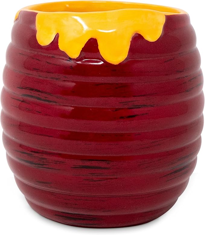 Steel Mill & Co Ceramic Honey Pot Vase, 4.5" x 4.5", Beehive Flower Vase & Desk Organizer, Ridged Pot with Honey Drip Detail, Rustic Cottagecore Home Decor