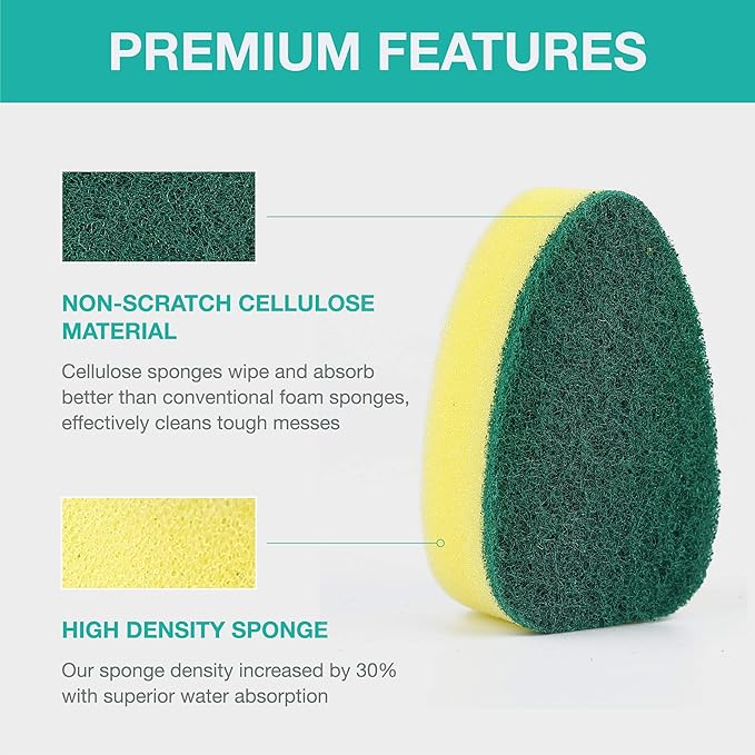 HELIME Natural Dishwand Refills Sponge, Non Scratch Dish Wand Sisal Hemp Replacement Brush Head, Plant Based Heavy Duty Scrubber Dispenser, Dishwashing Cleaning Supplies for Kitchen Sink Dishwash Tool