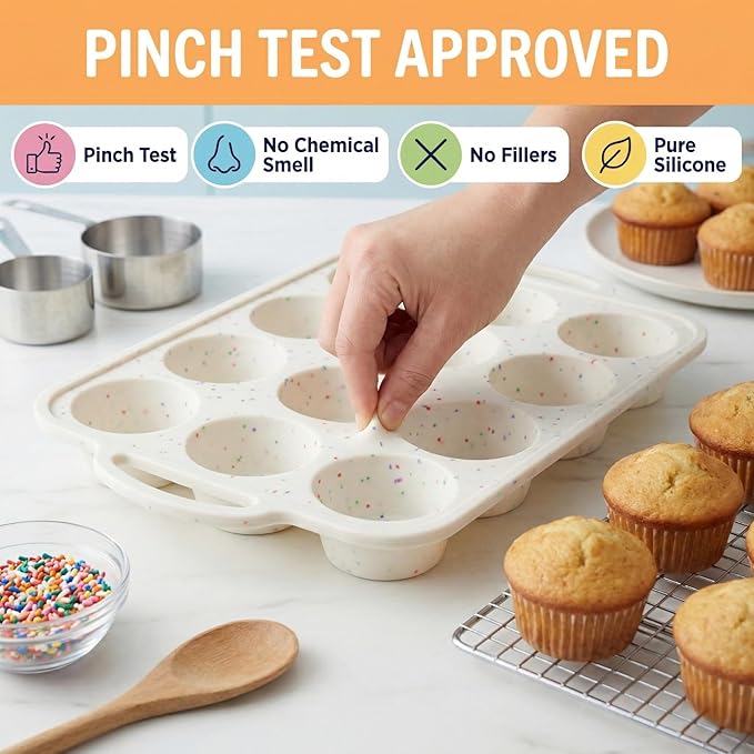 BAKE BOSS 1-Pack - Silicone Muffin Pan for Baking with Metal Reinforced Frame, 12 Cup Regular Size Cupcake Pan, BPA Free -Silicone Muffin Tray, Cupcake Baking Pan Molds for Oven Dishwasher Safe