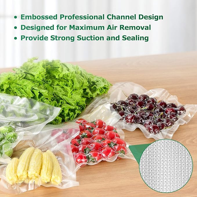 FRESKO Vacuum Sealer Bags Rolls 2 Packs 11" x 20', Commercial Grade Seal a Meal Bags for Storage Food and Sous Vide, BPA Free, Heavy Duty Customized Size Freezer Bags for Vacuum Sealer