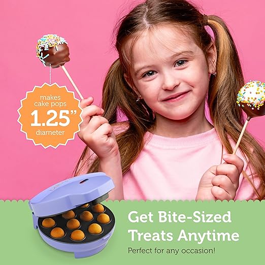 Babycakes Cake Pop Maker by Select Brands - Kit for Birthdays & More - Includes Decorating Stand & 50 Sticks - Features Non-Stick Coating - Makes 12 Cake Pops