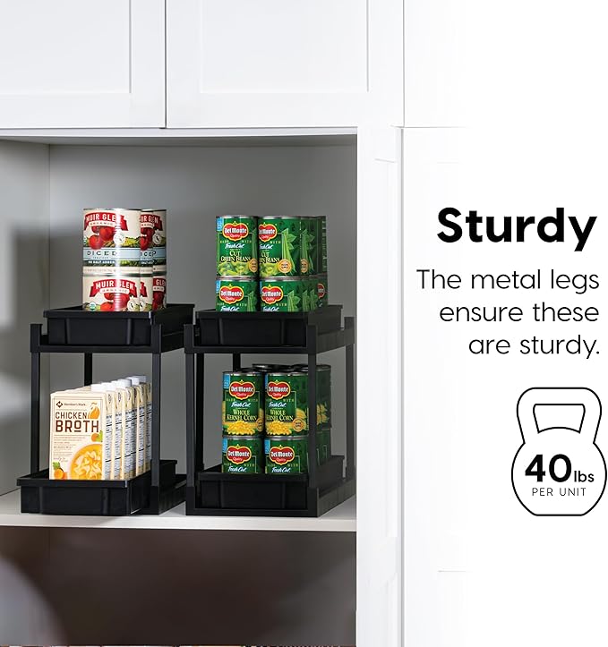 IRIS USA Under Sink Organizer, Bathroom Organizers and Storage, Pull Out Under Cabinet Kitchen Shelf Pantry Under Counter, Cleaning Supplies, Vertical Spice Rack Slide Out Drawers, Easy Assembly