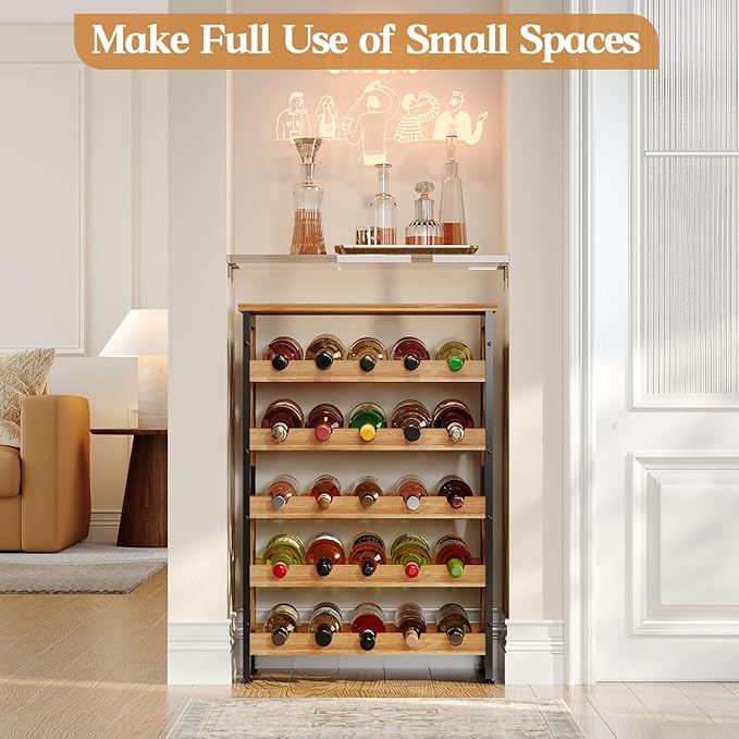 25 Bottle Wine Rack Freestanding Floor Rustic Wine Holder Stand 5 Tier Wobble-Free Tall Wine Racks Wine Large Display Storage Shelf for Cellar Kitchen 21.6''L x 10.6''W x 31.8''H