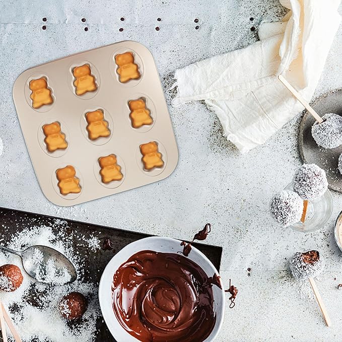 Hemoton Bear Madeleine Cookie Mold Nonstick Carbon Steel Mini Baking Pan for Oven Pastry Mold Cute Bear Shape for Cookies Cakes and Chocolates