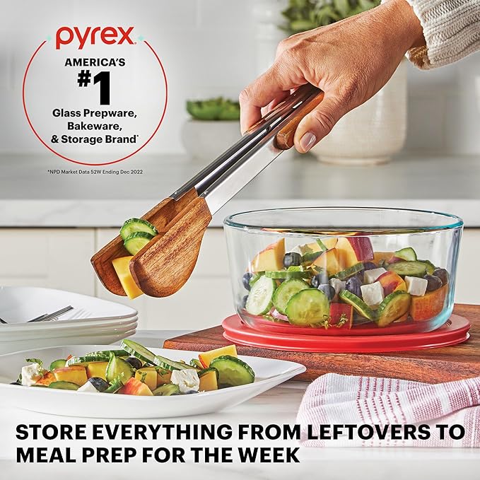 Pyrex Simply Store (12-Pack) Glass Food Storage Containers Set, (1, 2, & 3 Cup) Meal Prep Containers with Plastic BPA-Free Lids, Dishwasher & Microwave Safe