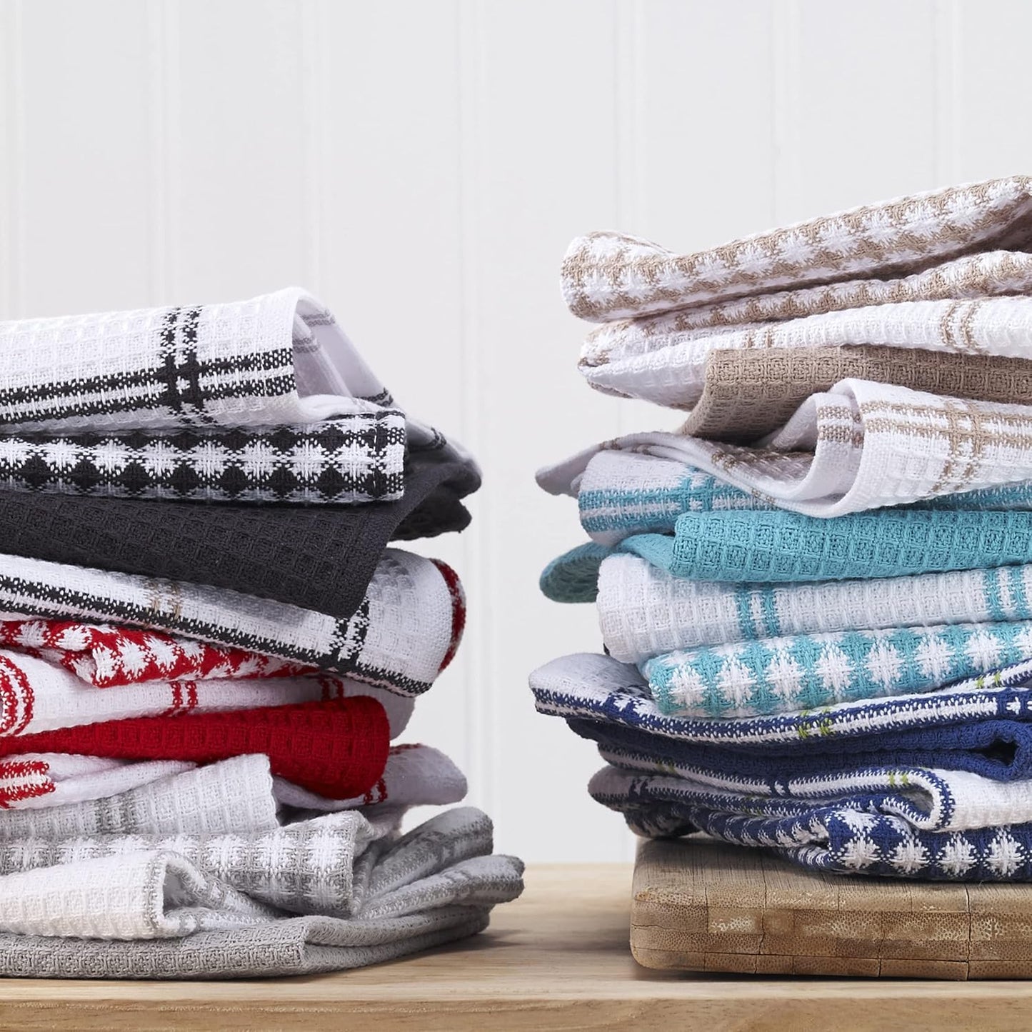 T-FAL Premium Waffle Dish Cloths: Highly Absorbent, Super Soft Long Lasting - 100% Cotton, 12"x13" Flat Waffle Dish Towel for Cleaning & Drying Dishes, (4-Pack), Grey