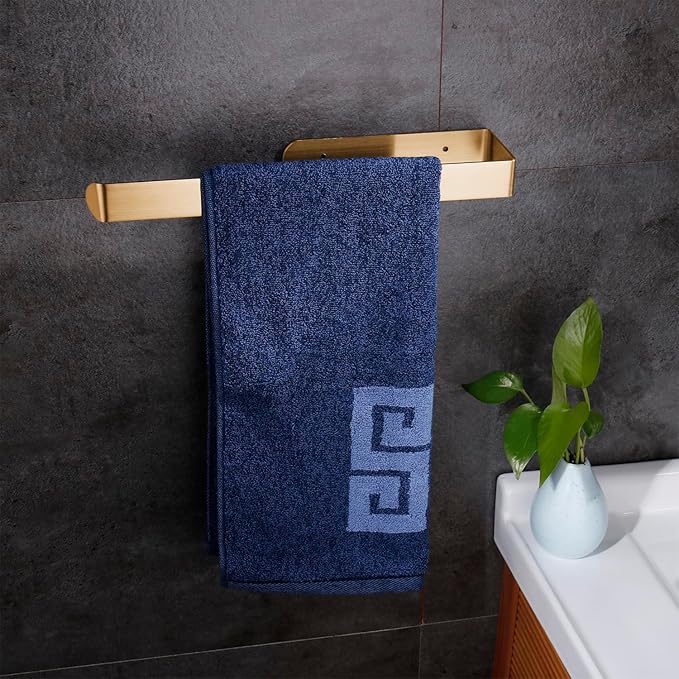 Self Adhesive Paper Towel Holder Under Cabinet Mount, 304 Stainless Steel Wall Mount Paper Towel Roll Rack for Kitchen Cabinet, Bathroom (Gold)