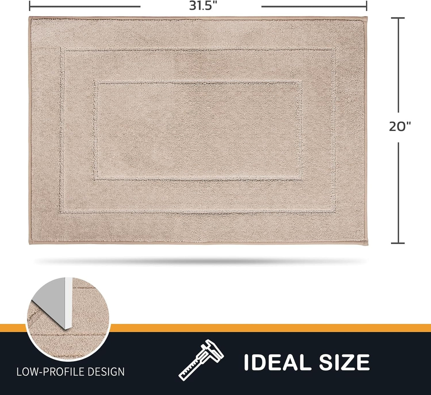 PURRUGS Dirt Trapping Door Mat 20" x 31.5", Non-Slip/Skid Machine Washable Entryway Rug, Dog Doormat, Super Absorbent Welcome Mat for Muddy Wet Shoes and Paws, Beige
