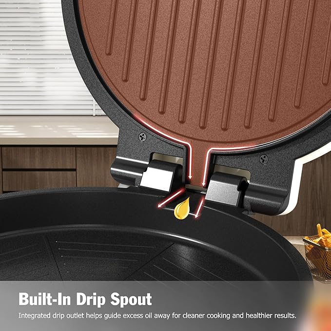 KEINVE 1000W Pizza Maker, 2-in-1 Indoor Griddle and Pizza Cooker, 8.5" 180° Open Nonstick Plate for Quesadilla, Panini, Crepe and More