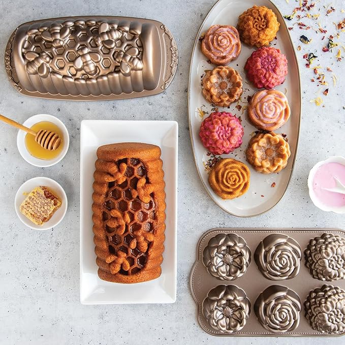 Nordic Ware Floral Cakelet, 3 Cups, Toffee