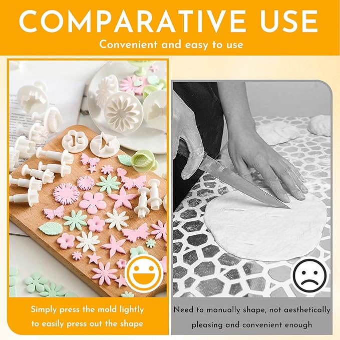 33Pcs White Flower Plunger Cookie Cutter DIY Blossom Flower Cake Fondant Mold Plastic Cake Decorating Tools Baking Accessories Cookie Cutters For Baking Plastic(10styles)